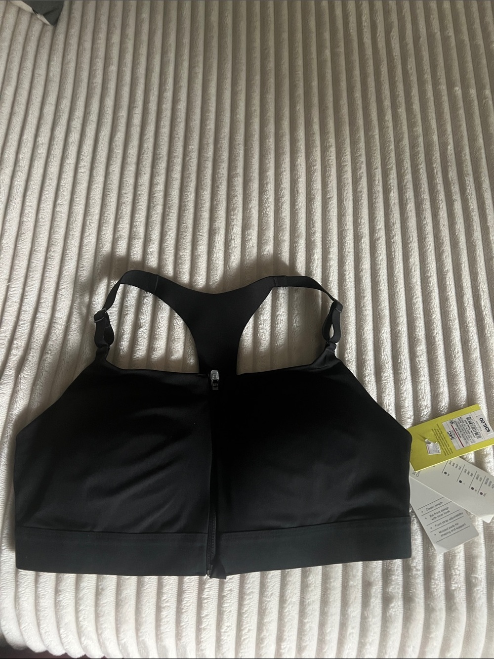 all in motion Black Front-Zip Racerback Sports Bra 34C
